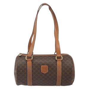 Celine Vintage Macadam Handbag Canvas And Leather Brown Canvas Handbag